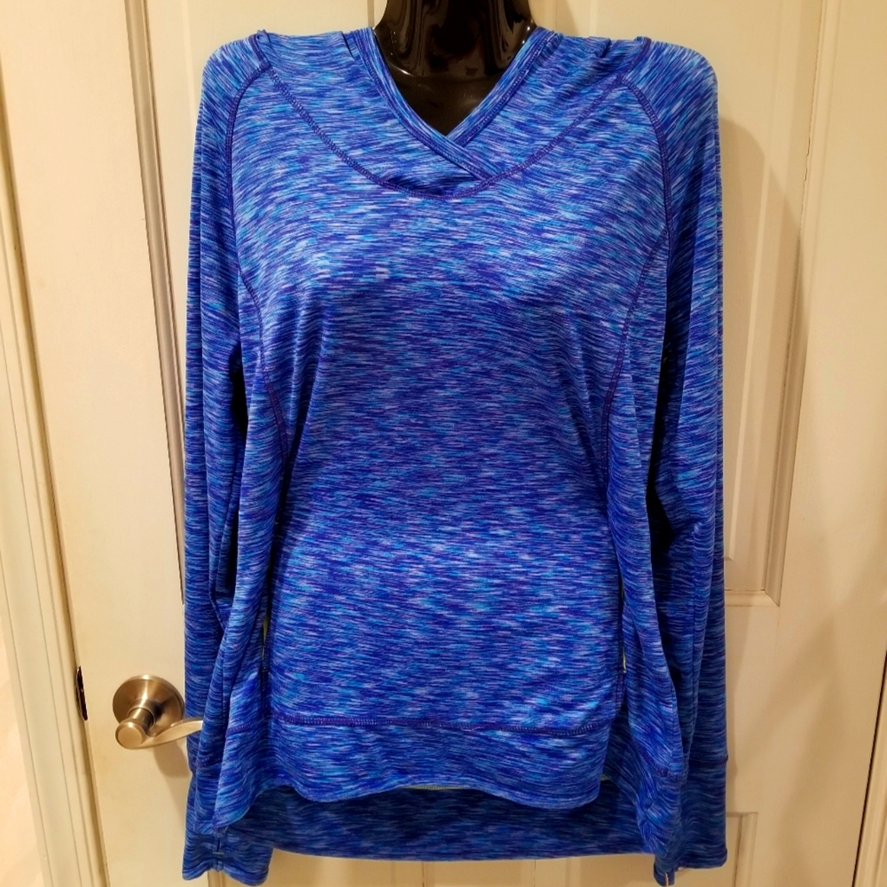 Tangerine Blue Hooded Pullover Sweatshirt With Thumb Insert